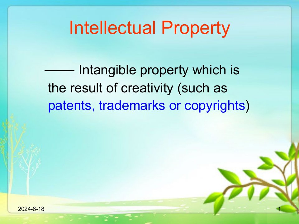 泛读教程第二册unit14IntellectualProperty