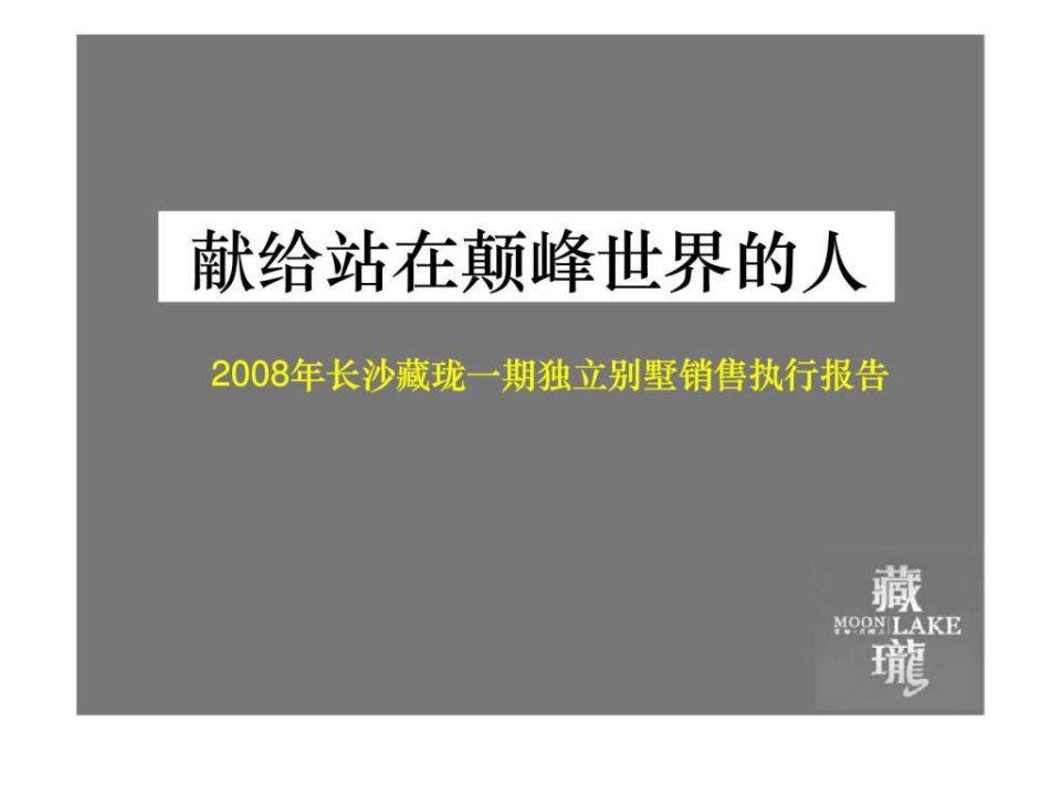 长沙藏珑首期独立别墅销售执行报告