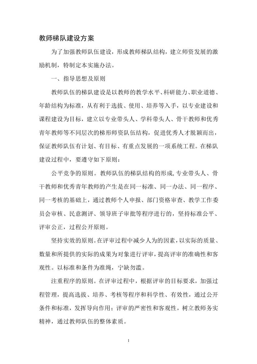 教师梯队建设方案