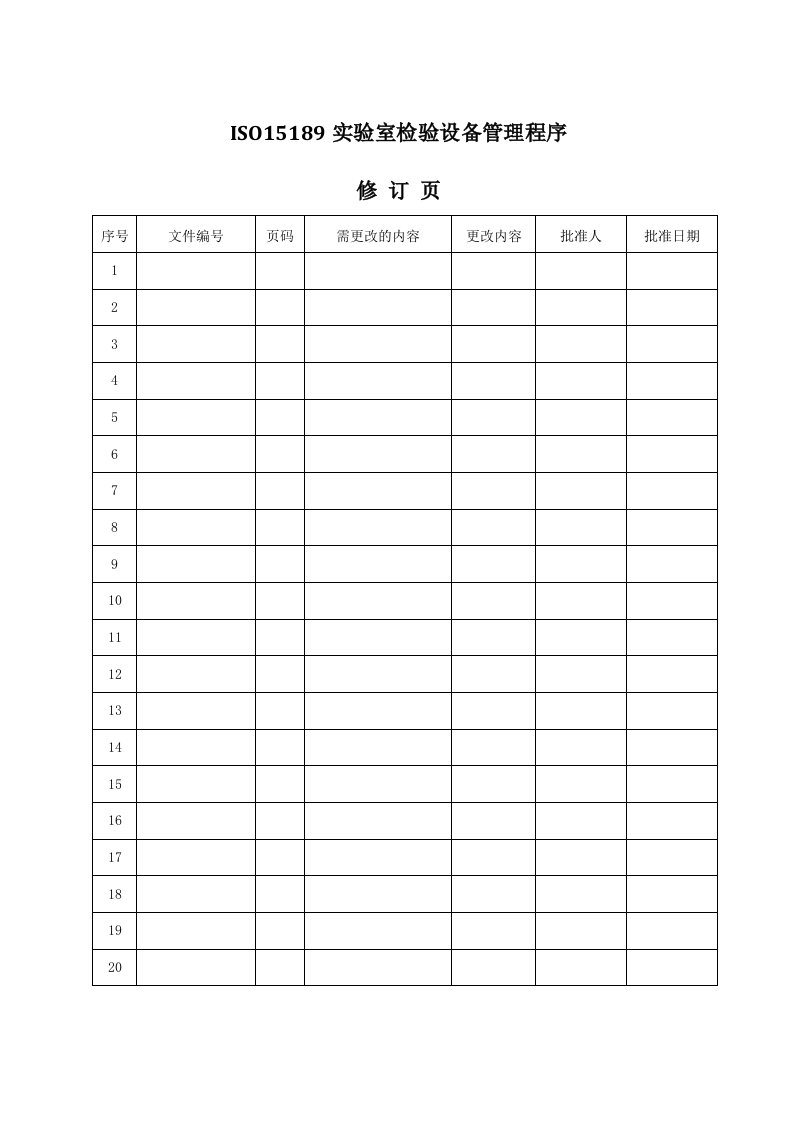 ISO15189实验室检验设备管理程序