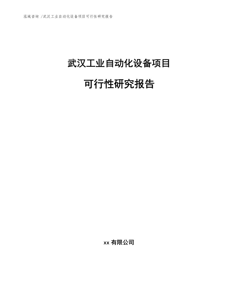 武汉工业自动化设备项目可行性研究报告（参考范文）