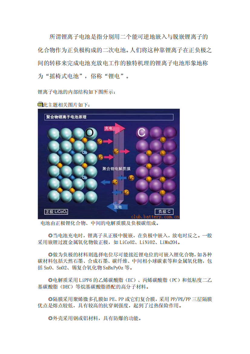 锂离子电池原理图