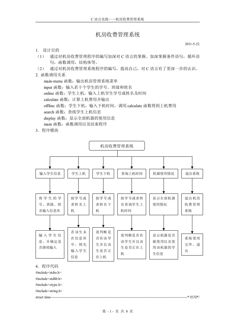 C语言机房收费管理系统