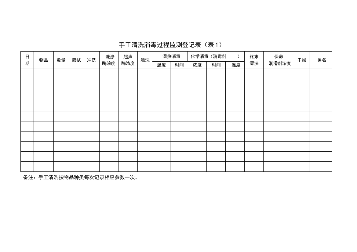 消毒供应中心个表格