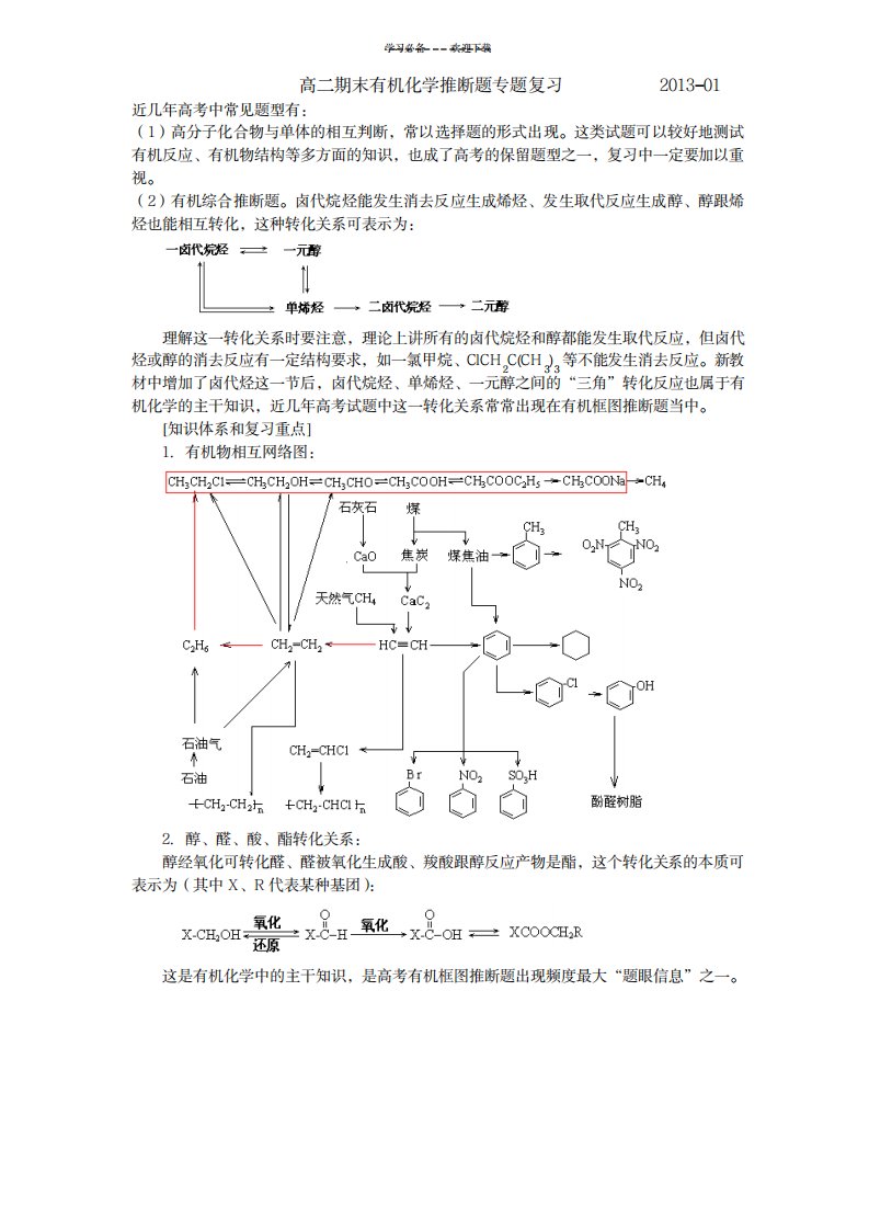 2023年高二期末有机化学推断题专题复习