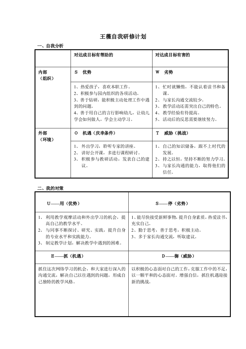 王薇自我研修