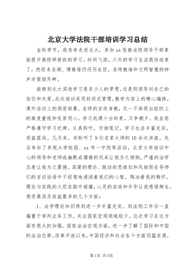 北京大学法院干部培训学习总结