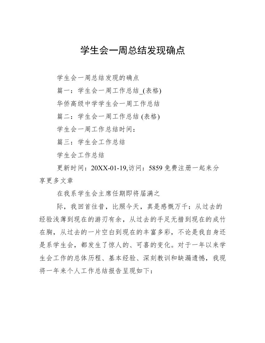 学生会一周总结发现确点