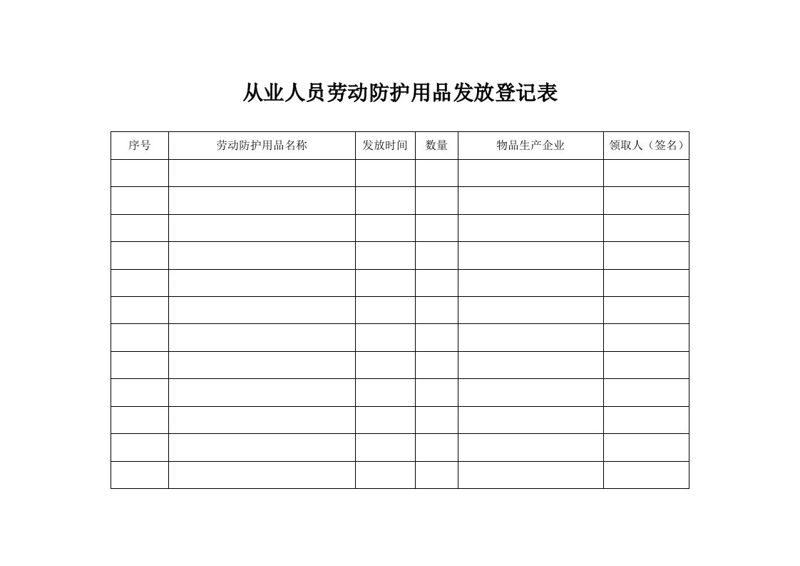 精品文档-75从业人员劳动防护用品发放登记表