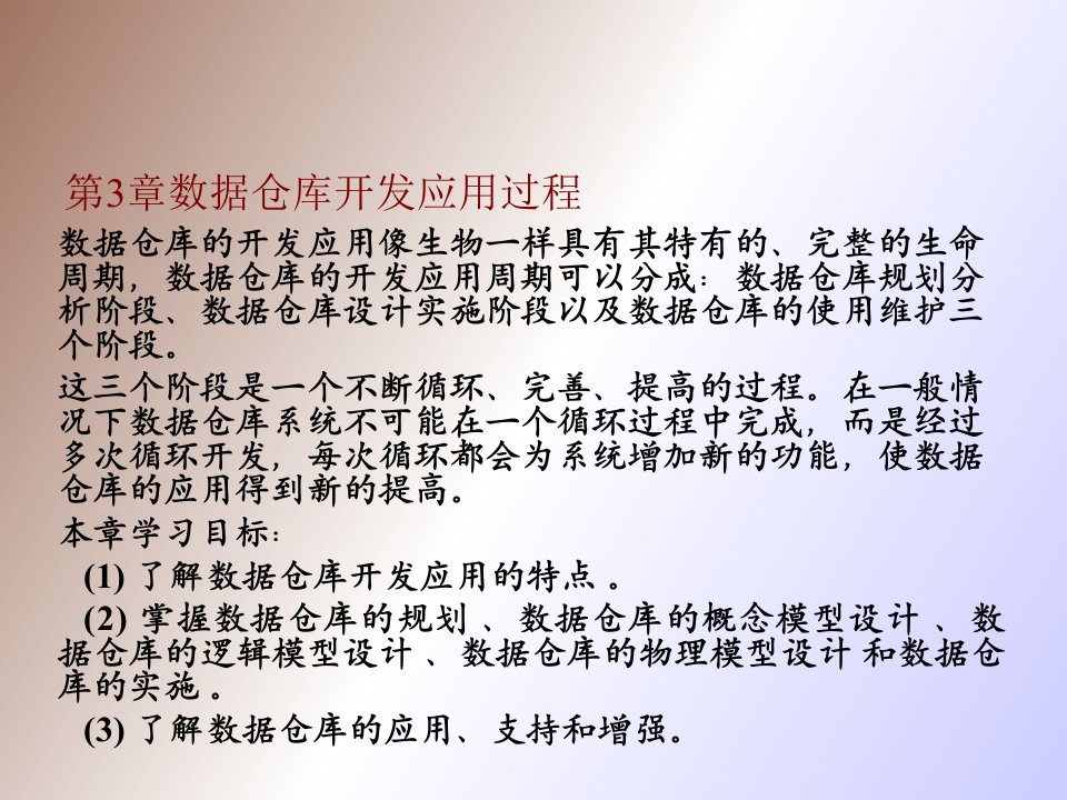 数据仓库开发应用过程