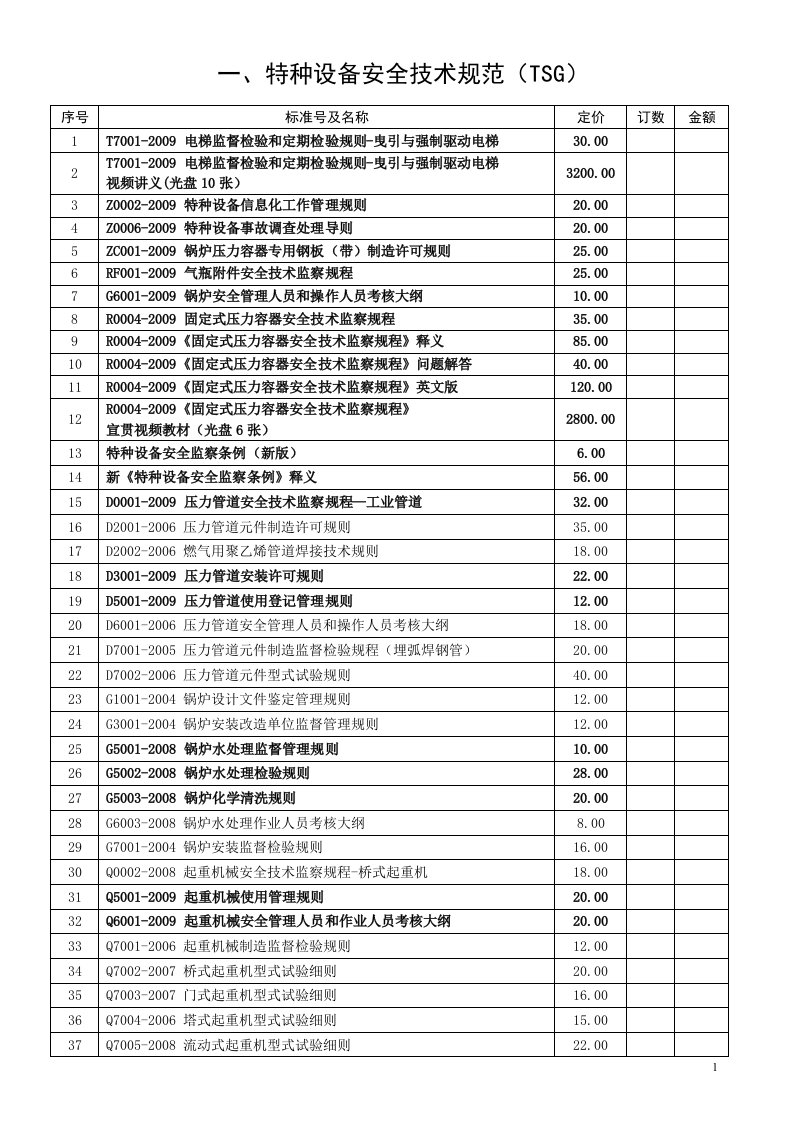 特种设备安全技术规范（TSG）