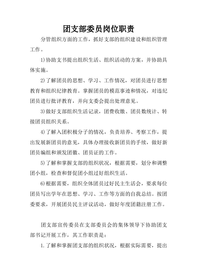 团支部委员岗位职责.docx