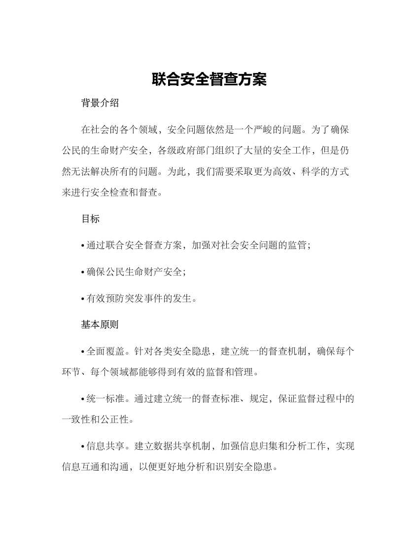 联合安全督查方案