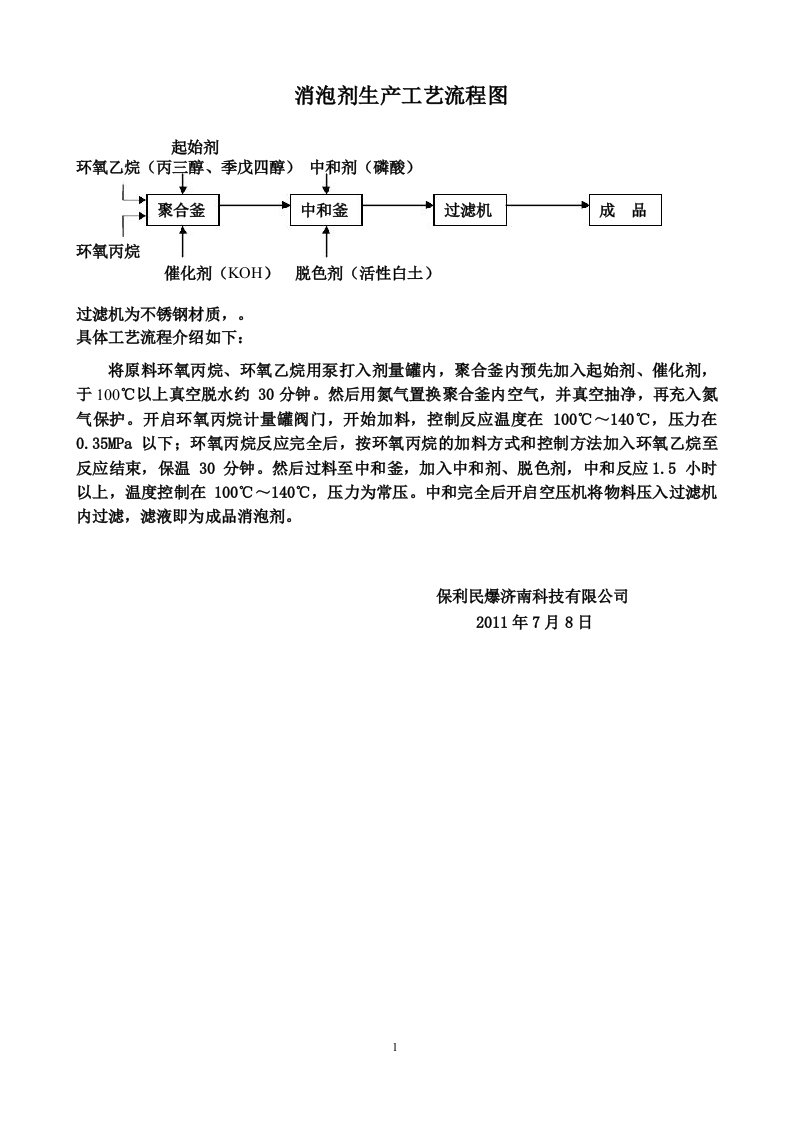 消泡剂生产工艺流程图