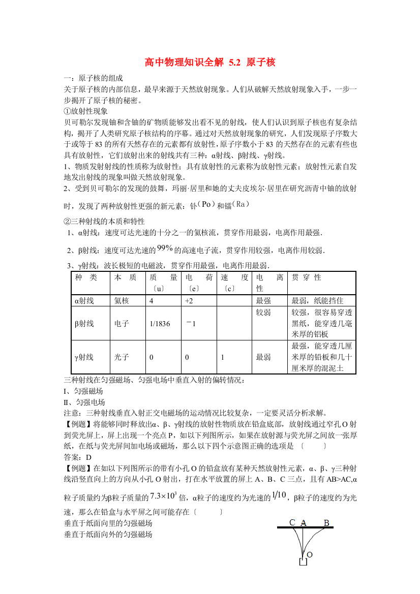 （高中物理）知识全解52原子核