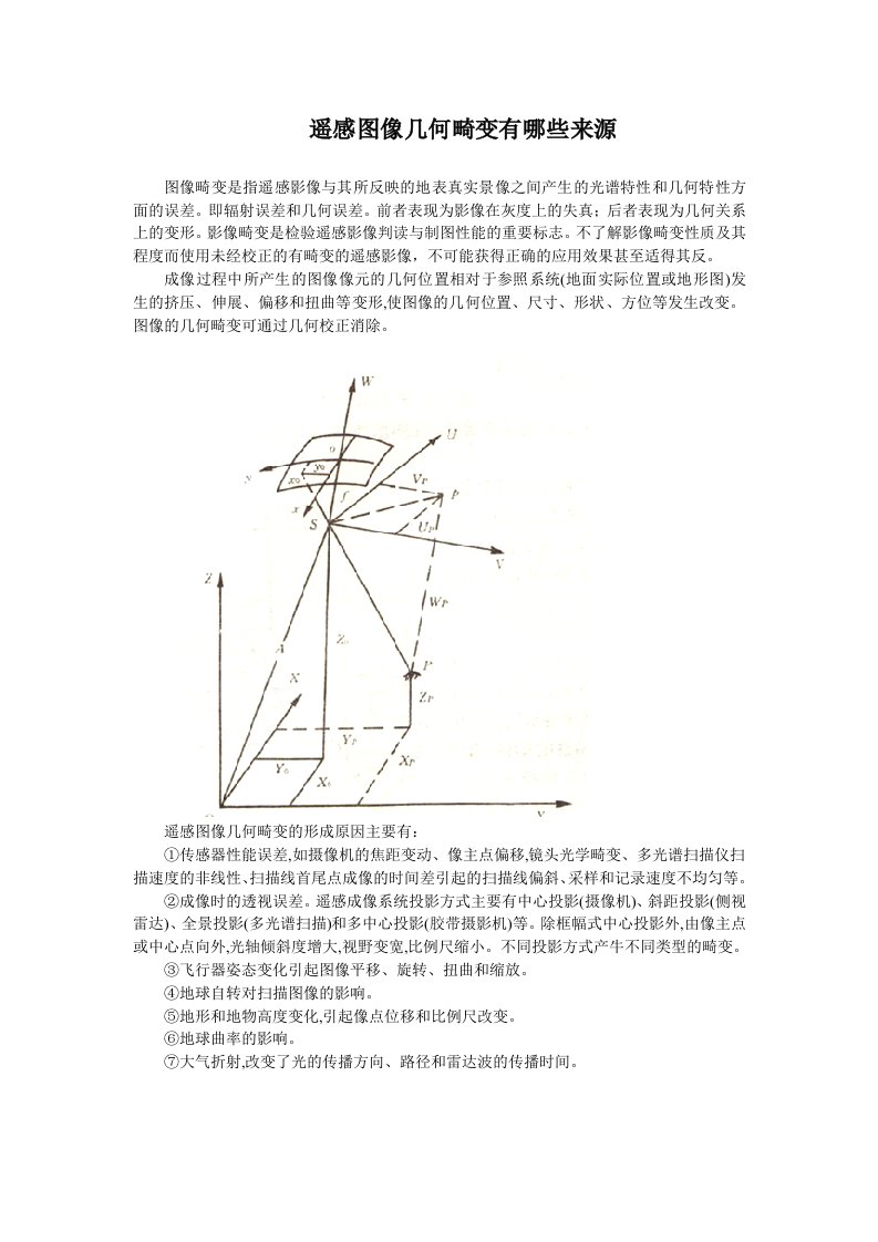 遥感图像几何畸变有哪些来源