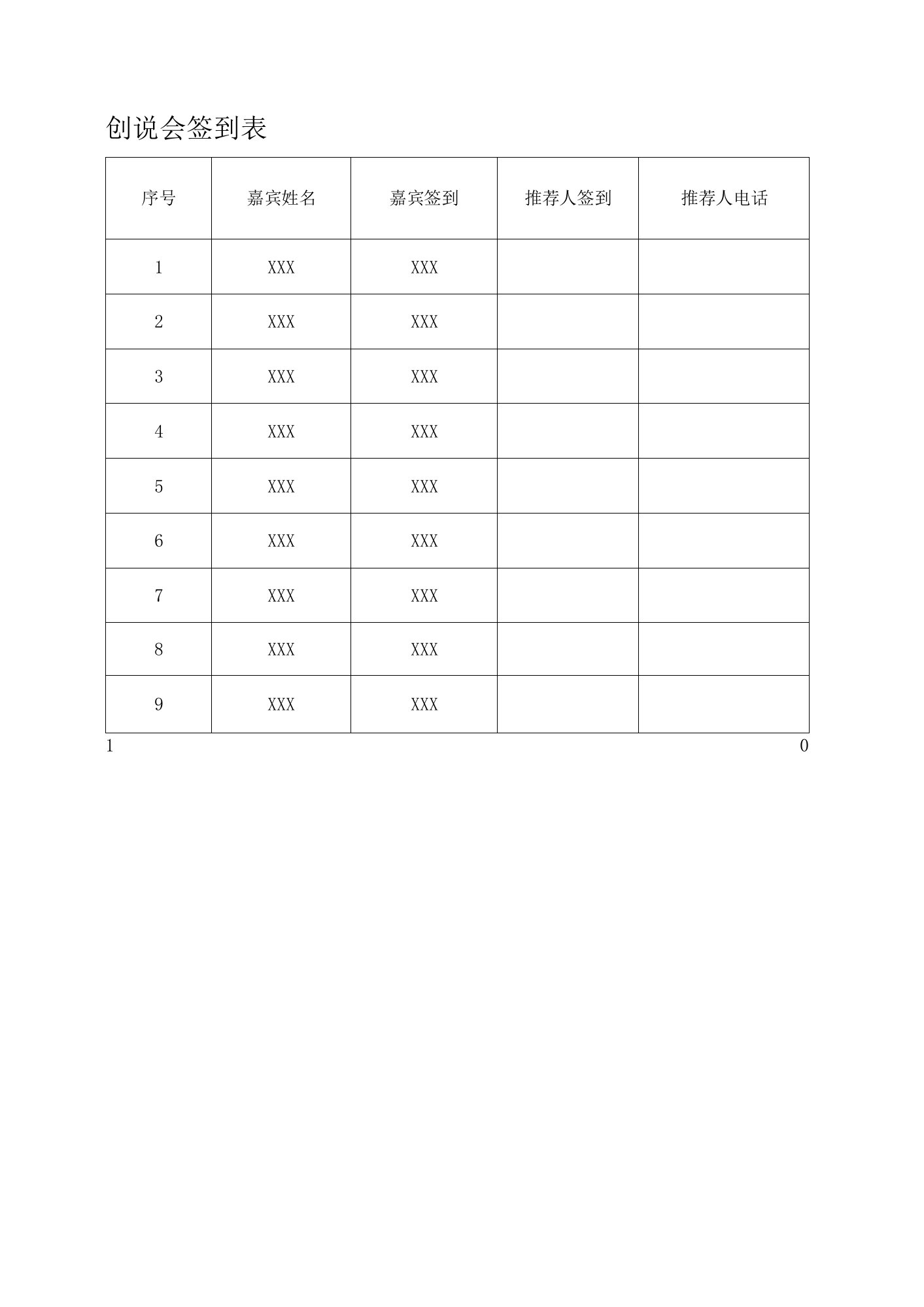 创说会签到表