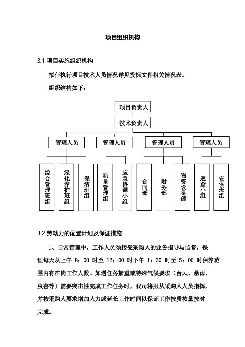 绿化养护项目组织机构