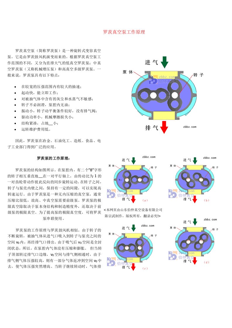 罗茨真空泵工作原理