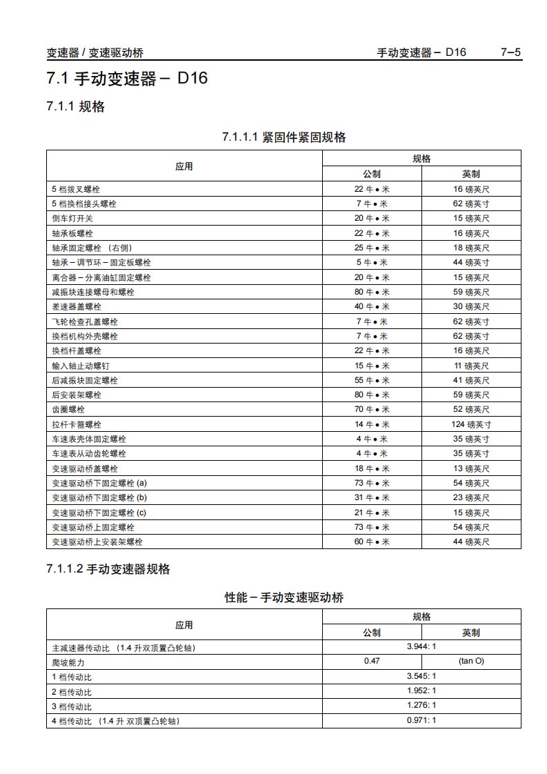 雪佛兰乐驰手动变速器－D16维修手册