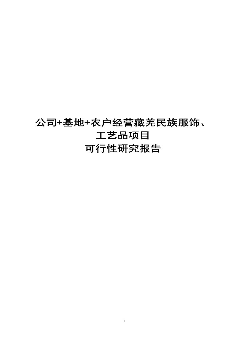 公司+基地+农户经营藏羌民族服饰、工艺品项目可行性研究报告