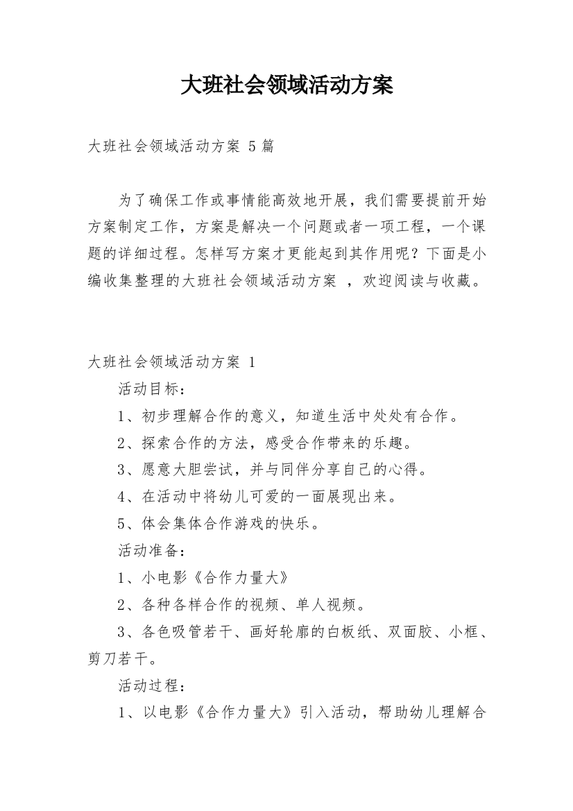 大班社会领域活动方案_2