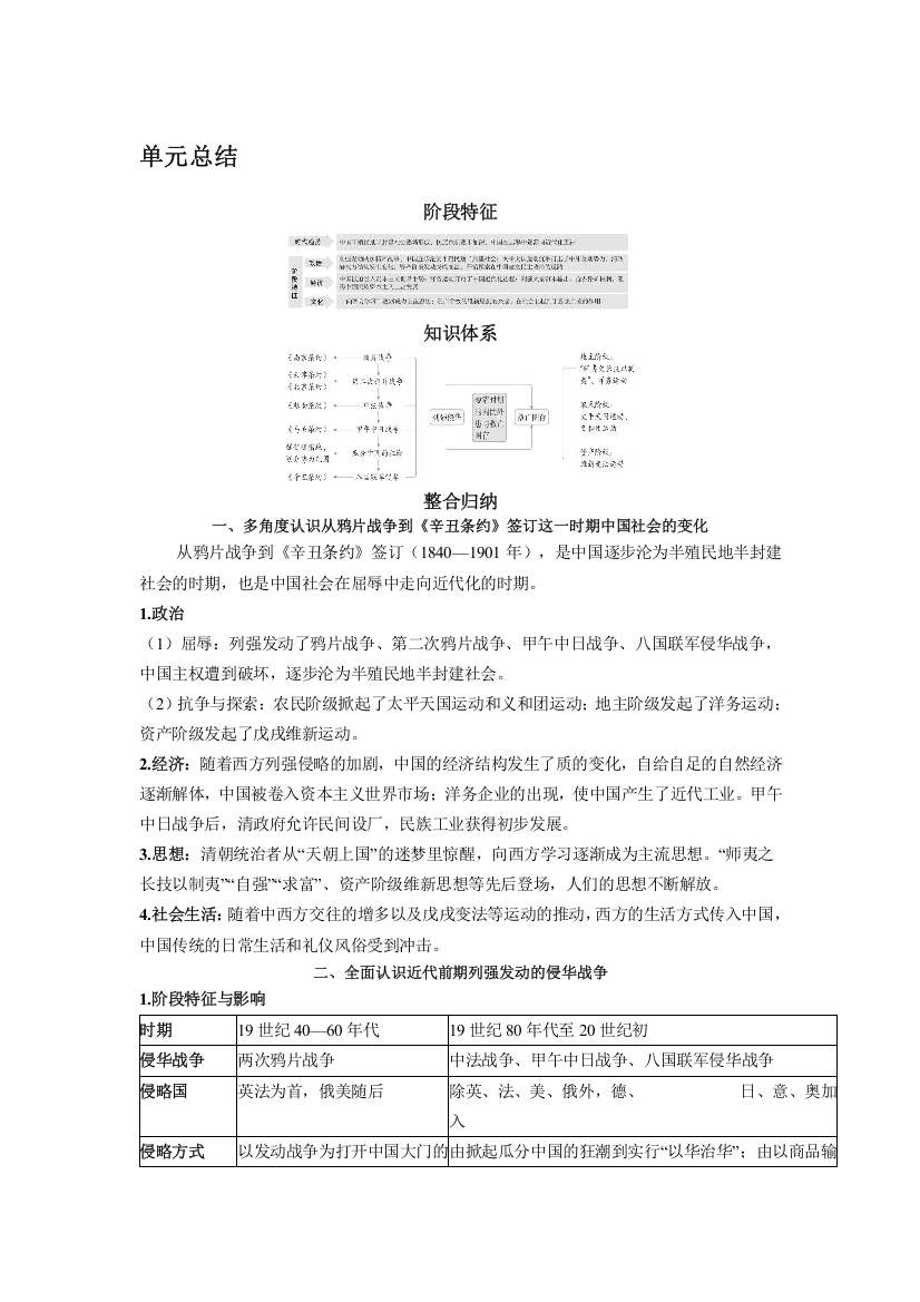 2022版新教材历史人教版必修上册（中外历史纲要）上学案：第五单元