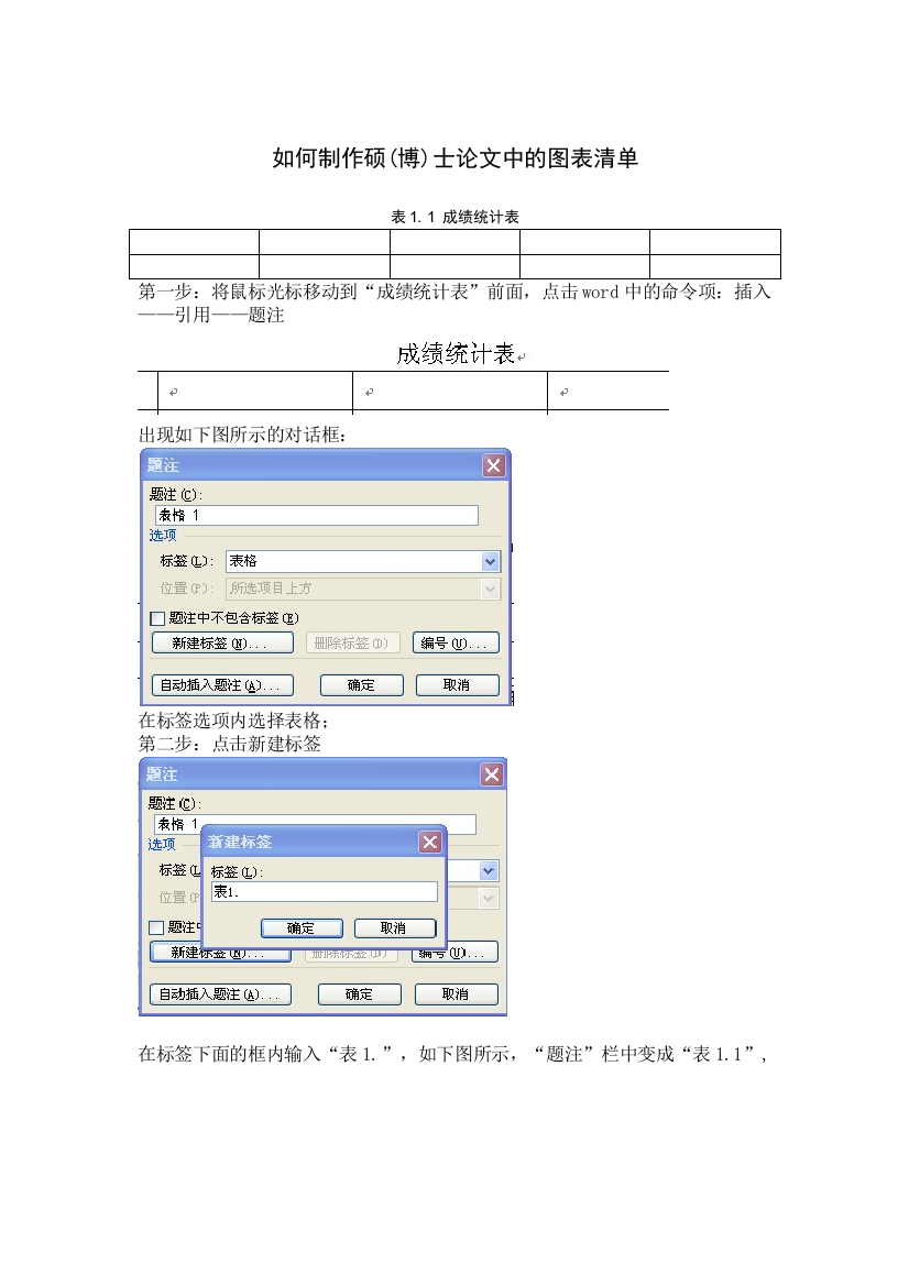 如何制作硕博士论文图表清单