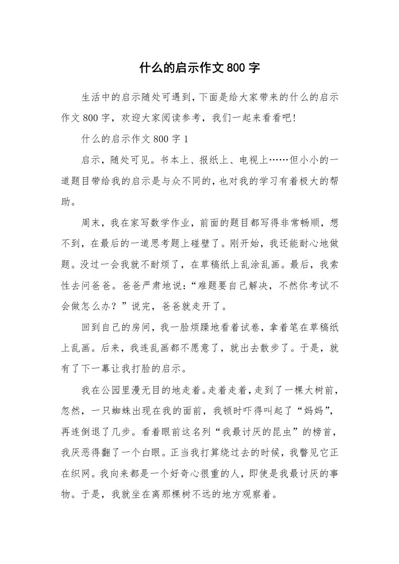 什么的启示作文800字