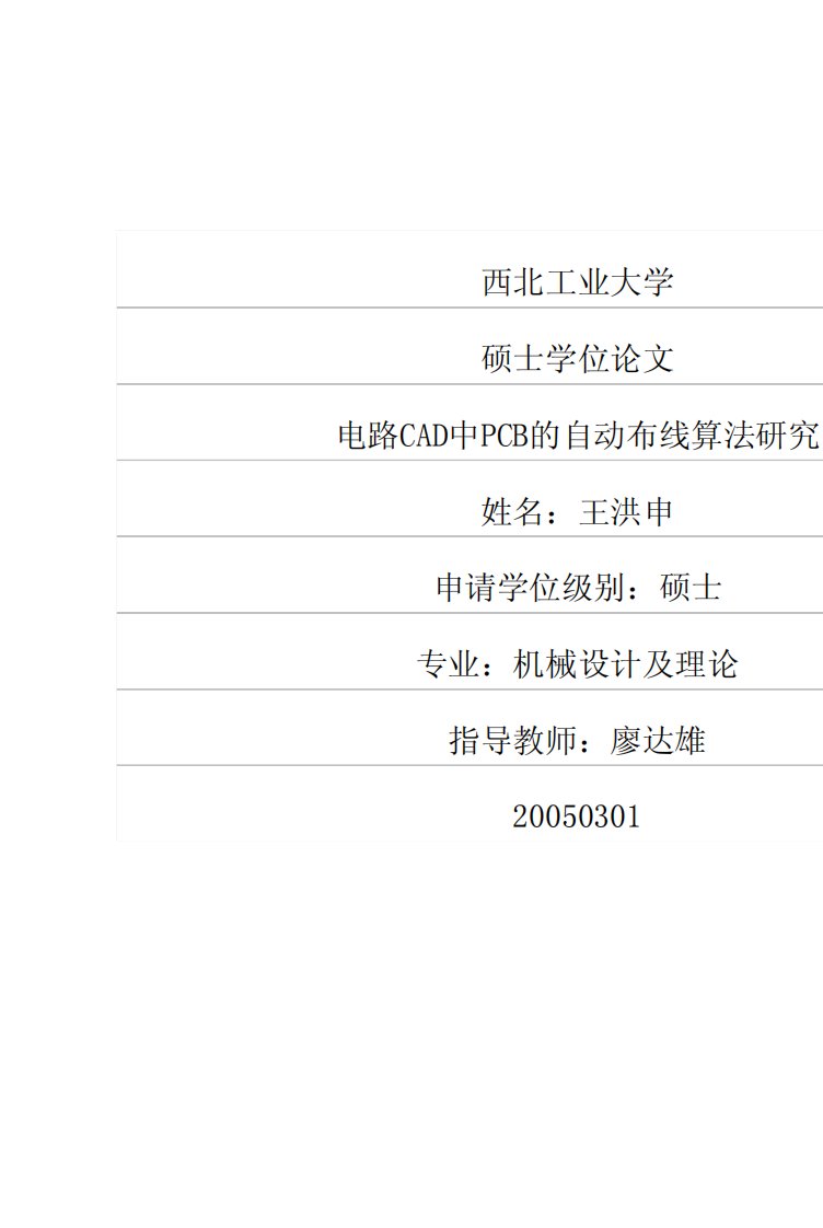 电路CAD中PCB的自动布线算法研究.