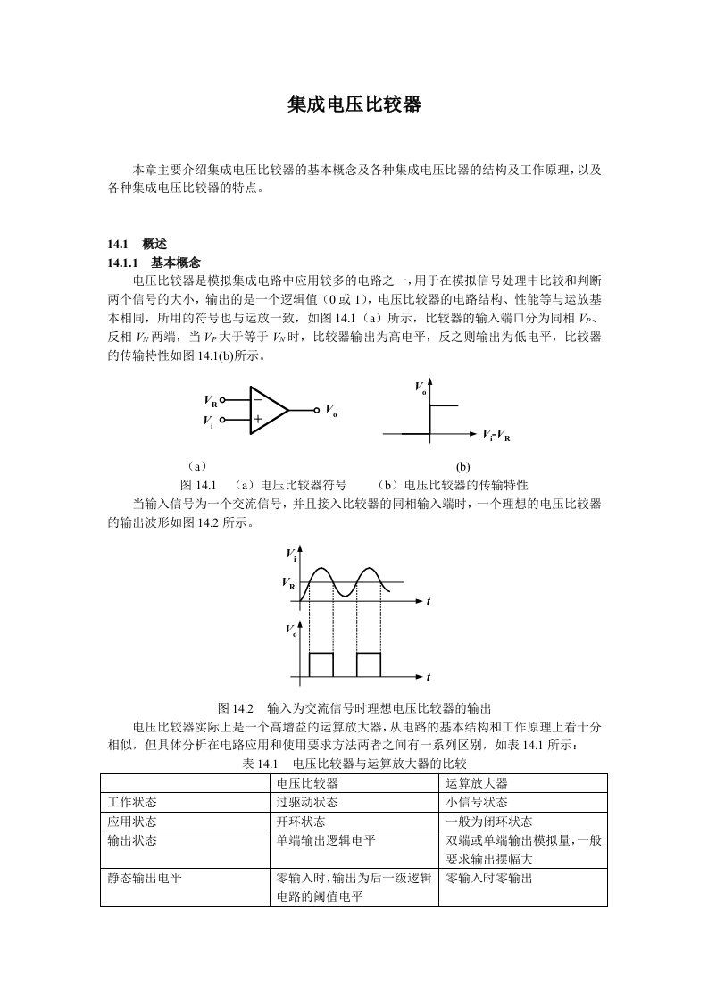 集成电压比较器