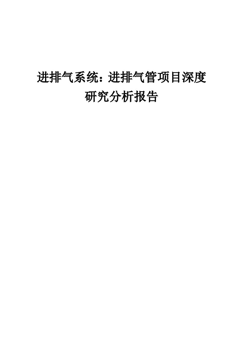 2024年进排气系统：进排气管项目深度研究分析报告