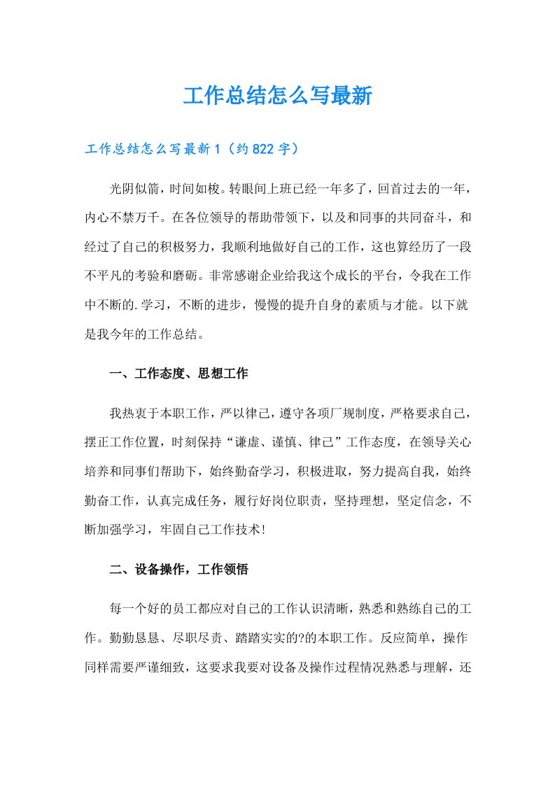 工作总结怎么写最新