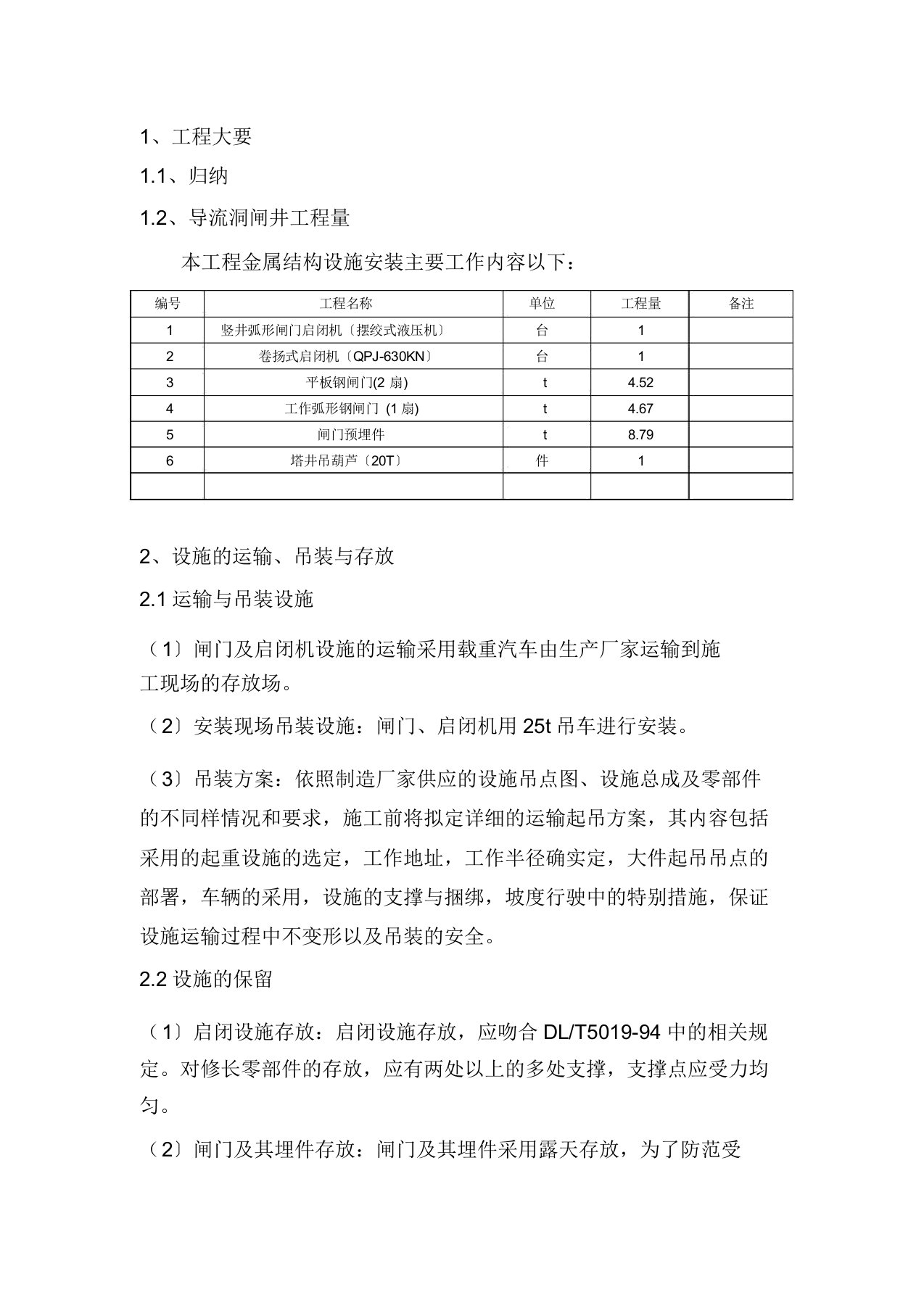 闸门安装施工方案