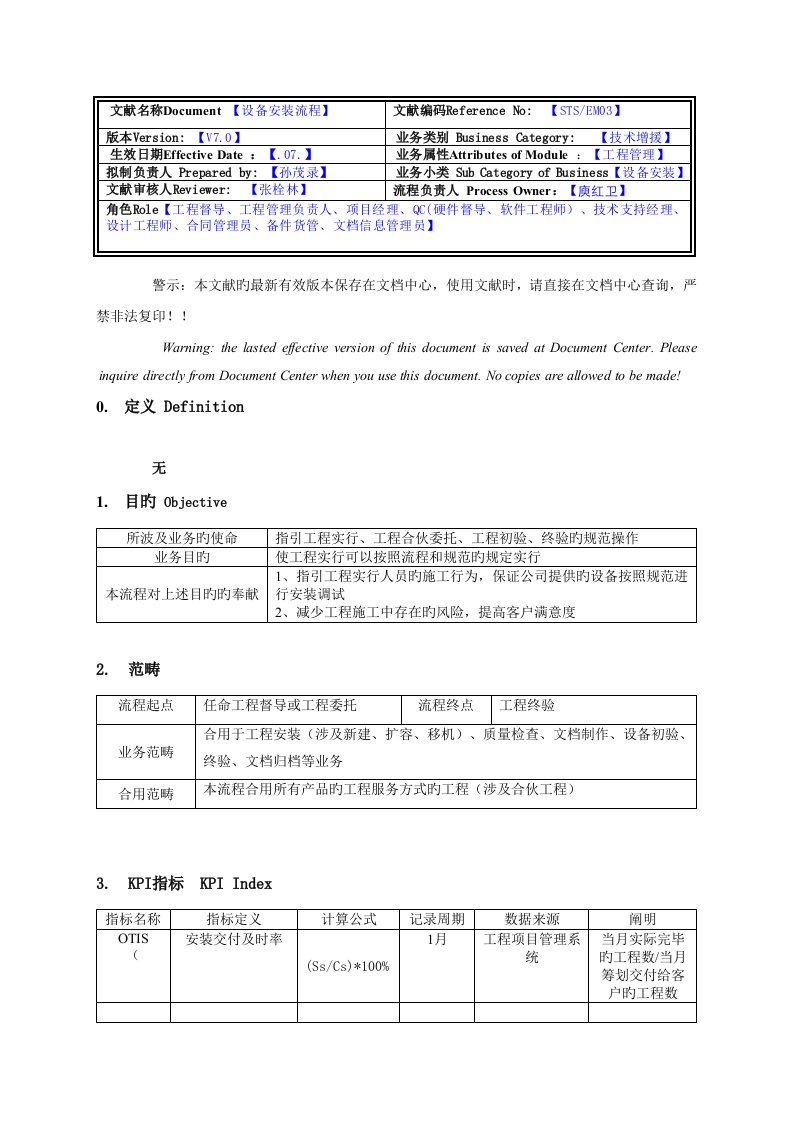 设备安装标准流程