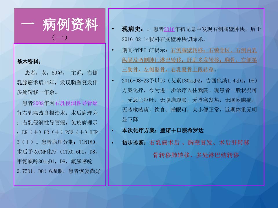 一例乳癌术后合并多器官转移的患者护理体会ppt课件