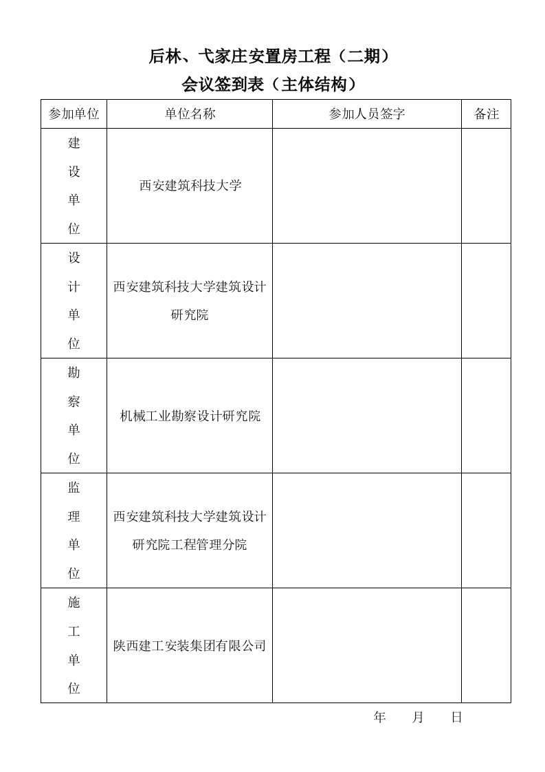 分部验收会议签到表