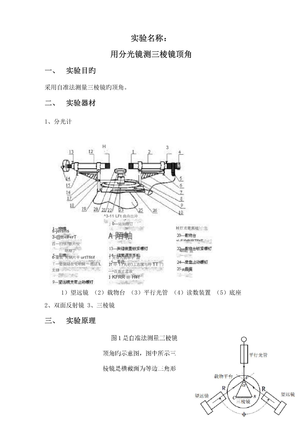 2022年分光镜测三棱镜顶角实验报告