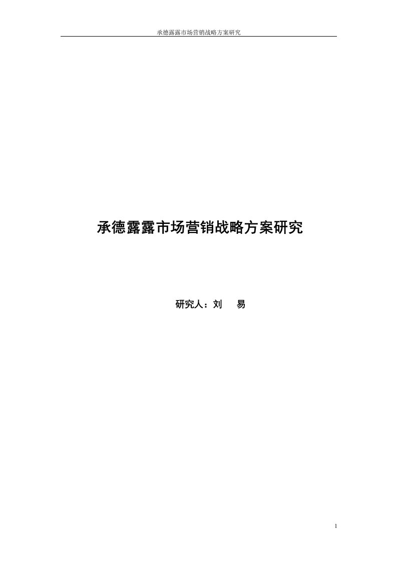 承德露露市场营销战略方案研究