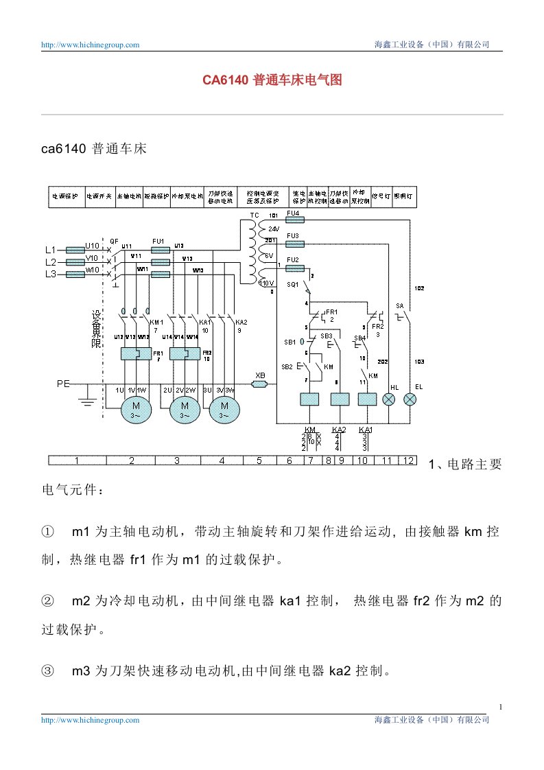 CA6140普通车床电气图