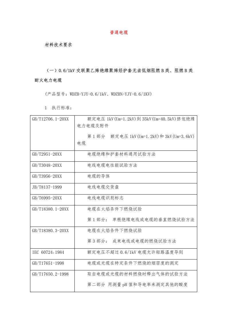 电力行业-电缆等技术要求