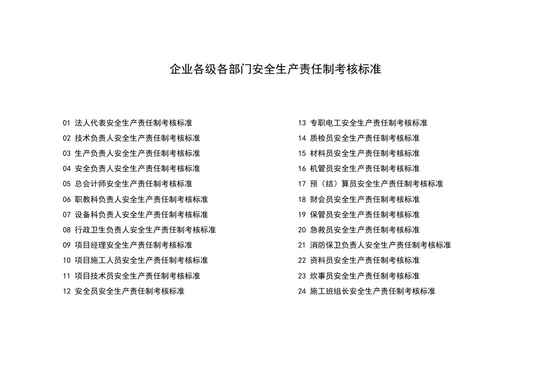 企业各级各部门安全生产责任制考核标准【2020版】