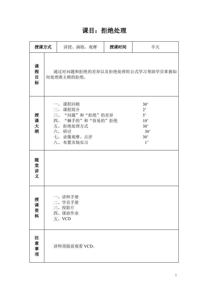 5销售与服务循环(CSS)之拒绝处理——第五单元讲师手册