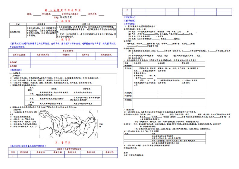 高二地理专题复习课课例流域的开发