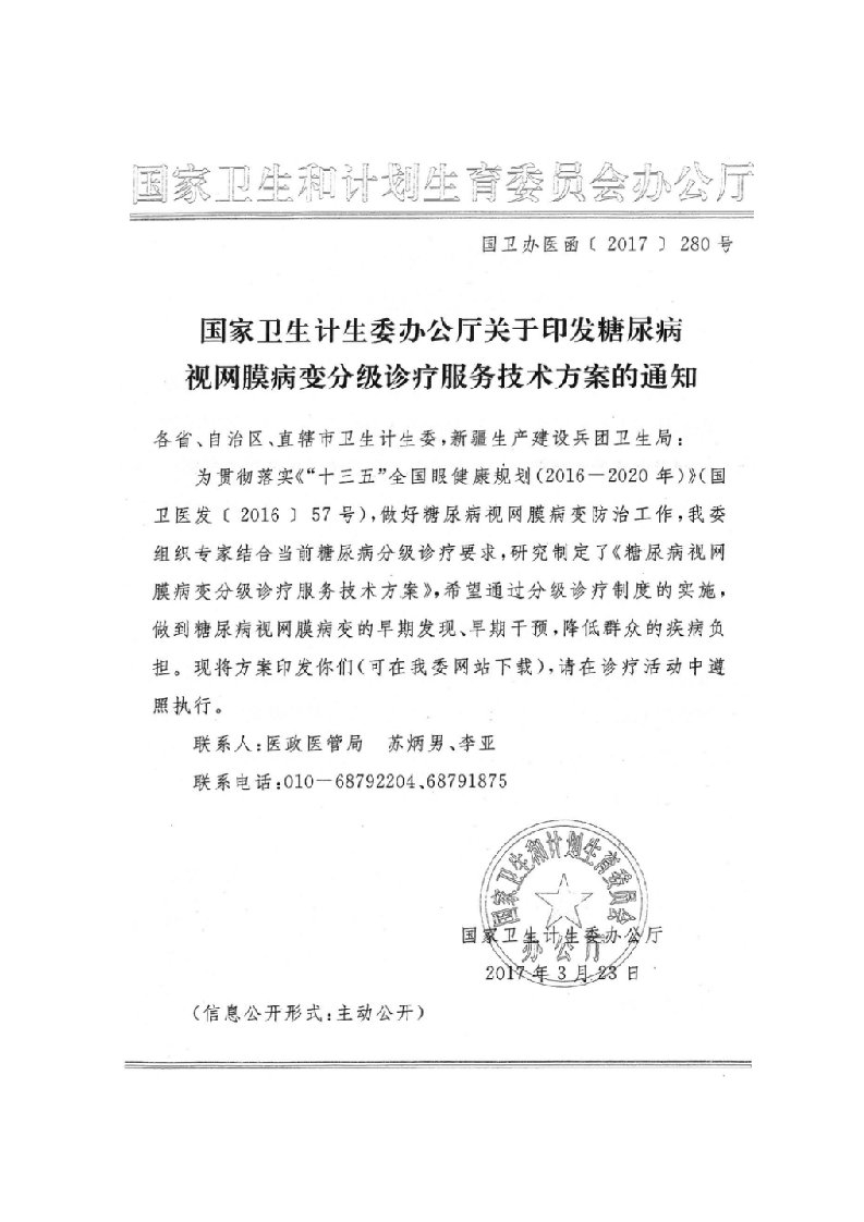 糖尿病视网膜病变分级诊疗服务技术方案