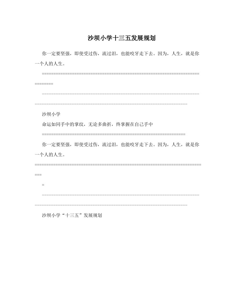 沙坝小学十三五发展规划