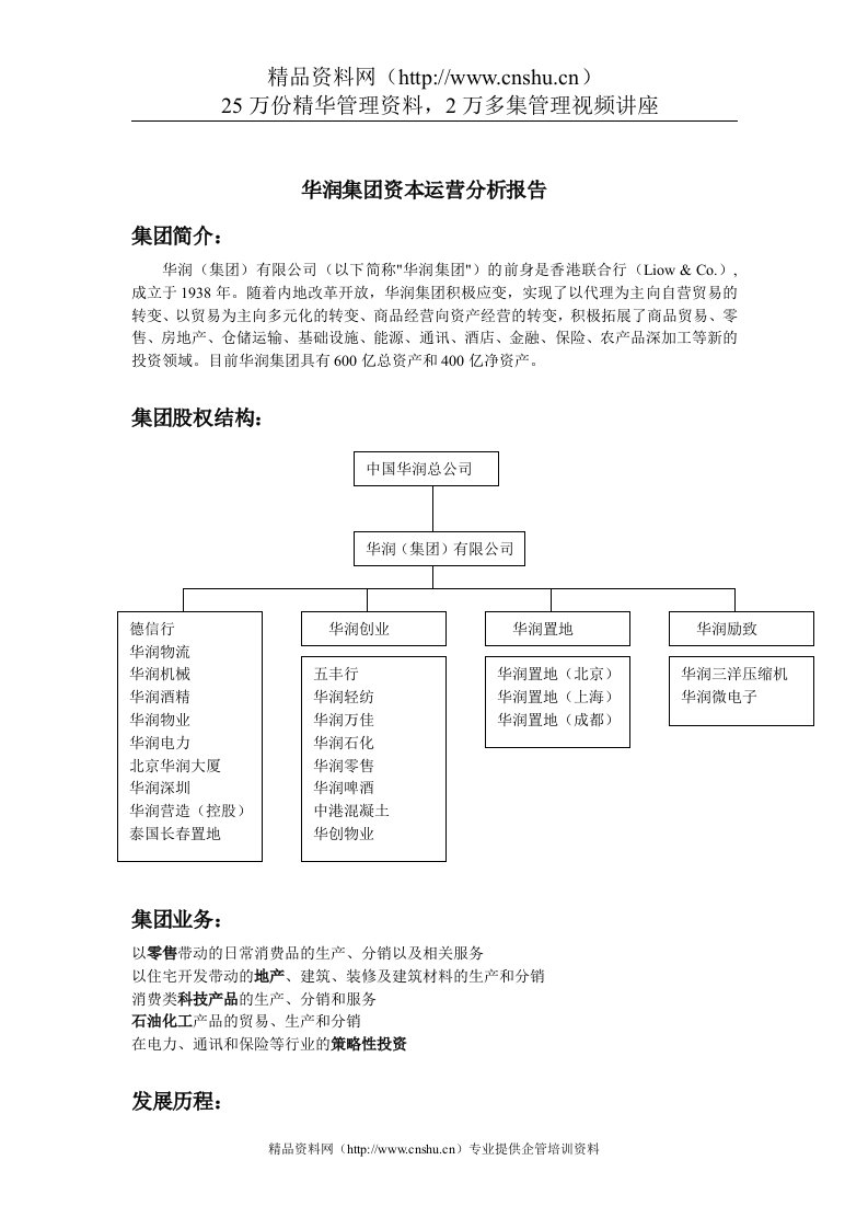 华润集团资本运营分析报告2