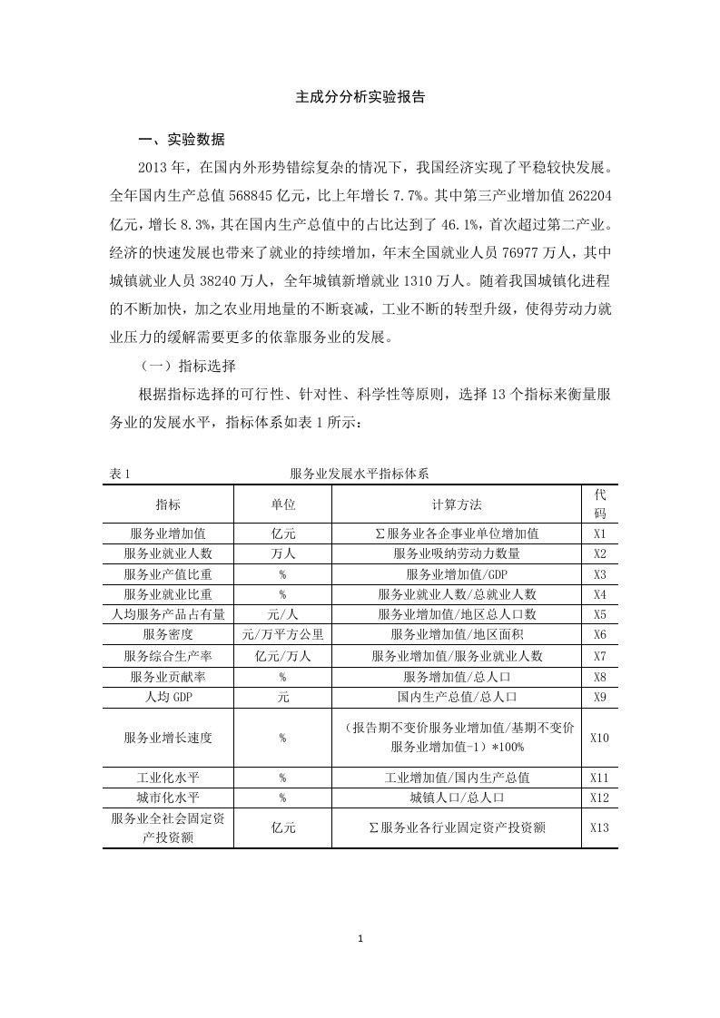 主成分分析和因子分析实验报告