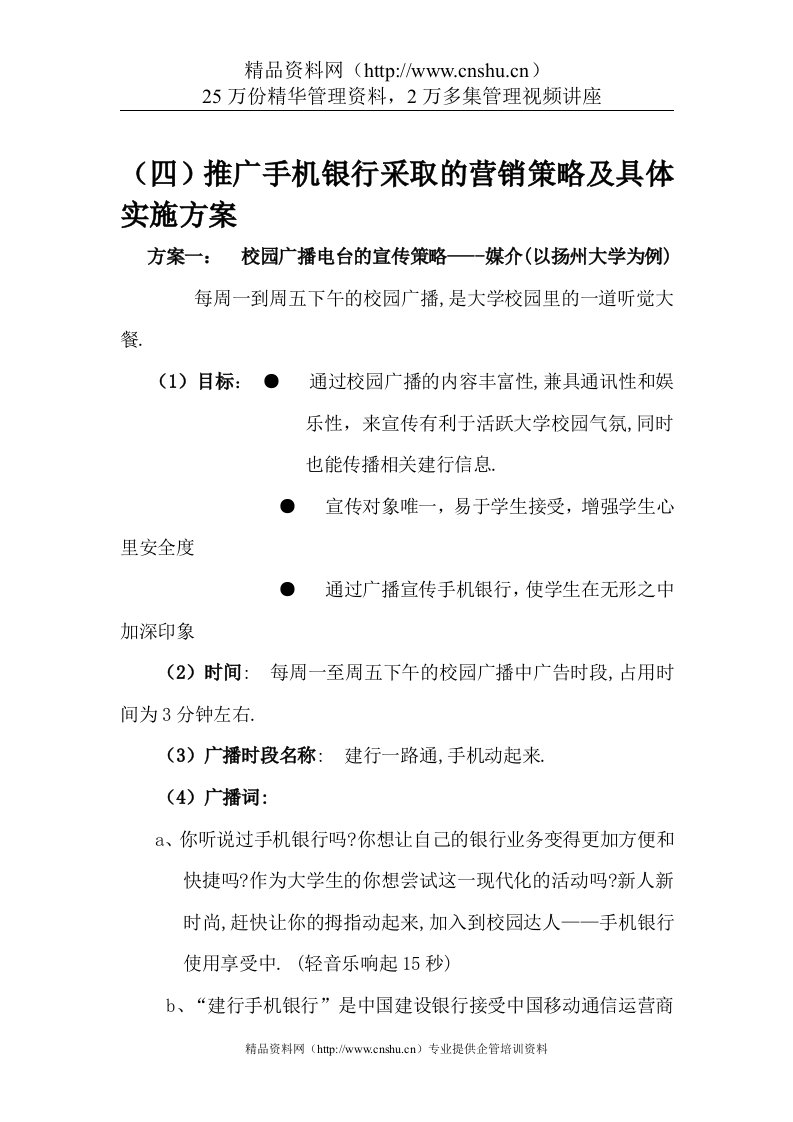 推广手机银行采取的营销策略