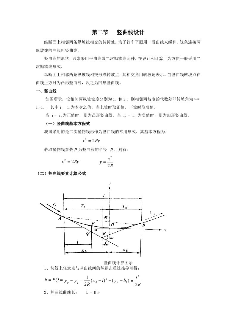 道路竖曲线计算